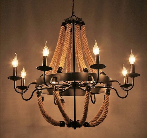 BỘ ĐÈN THẢ NẾN KHUNG SẮT + DÂY THỪNG: 8 BÓNG