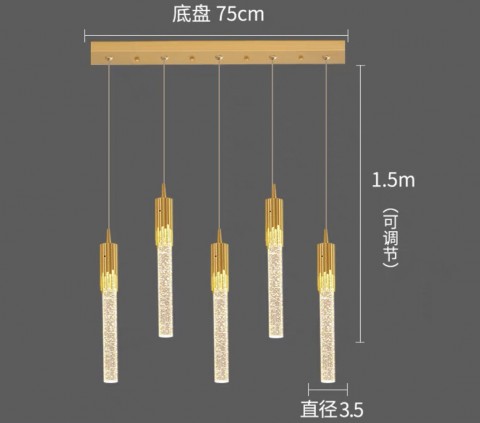 Bộ đèn thả led dạng ống PHA LÊ hình CÂY NẾN - 5 BÓNG