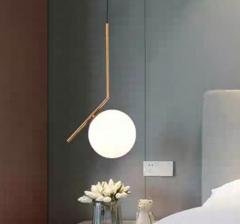 ĐÈN THẢ CHÓA THỦY TINH ĐỊA CẦU, KHUNG GẤP KHÚC D250