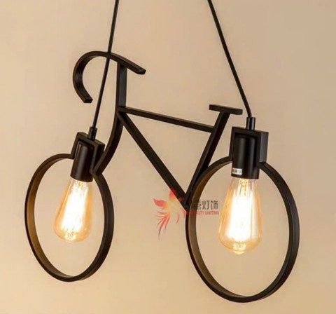 Đèn thả trần hình XE ĐẠP - D680, màu SƠN ĐEN