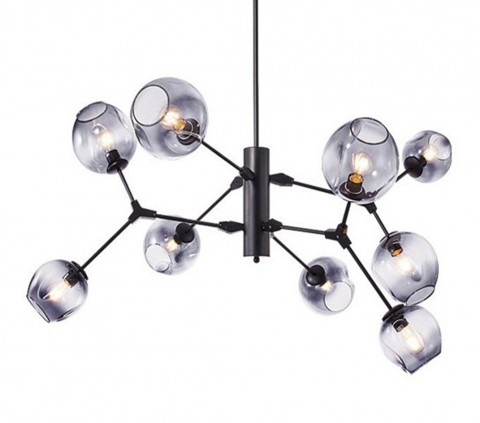 ĐÈN THẢ TRẦN CHÓA THỦY TINH HÌNH HẠT ĐẬU, LOẠI ỐNG DÀI - 2 TẦNG