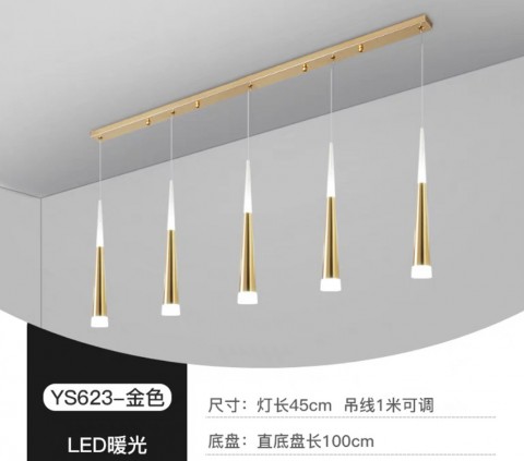 Bộ đèn thả led dạng ống PHA LÊ, màu TRẮNG/VÀNG - 5 BÓNG
