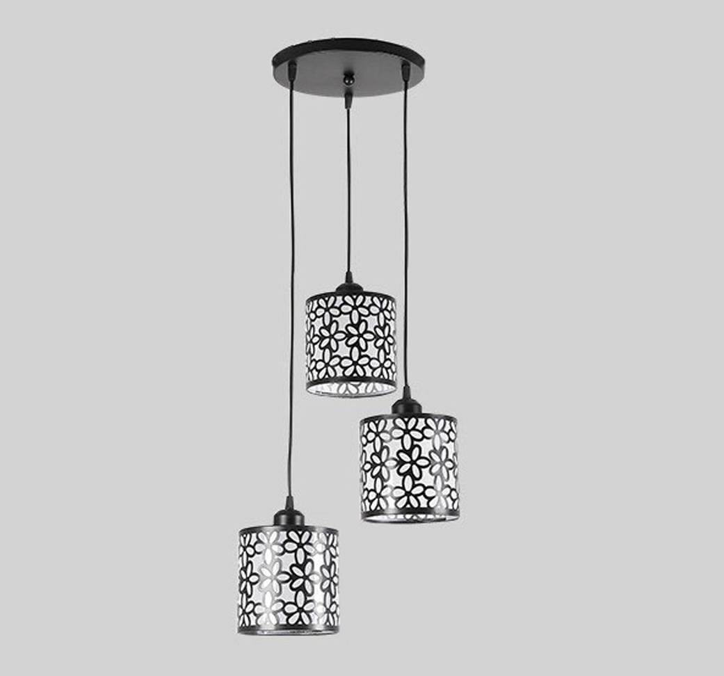 ĐÈN THẢ TRẦN KHUNG SẮT D150, CHAO HOA VĂN CNC - M1