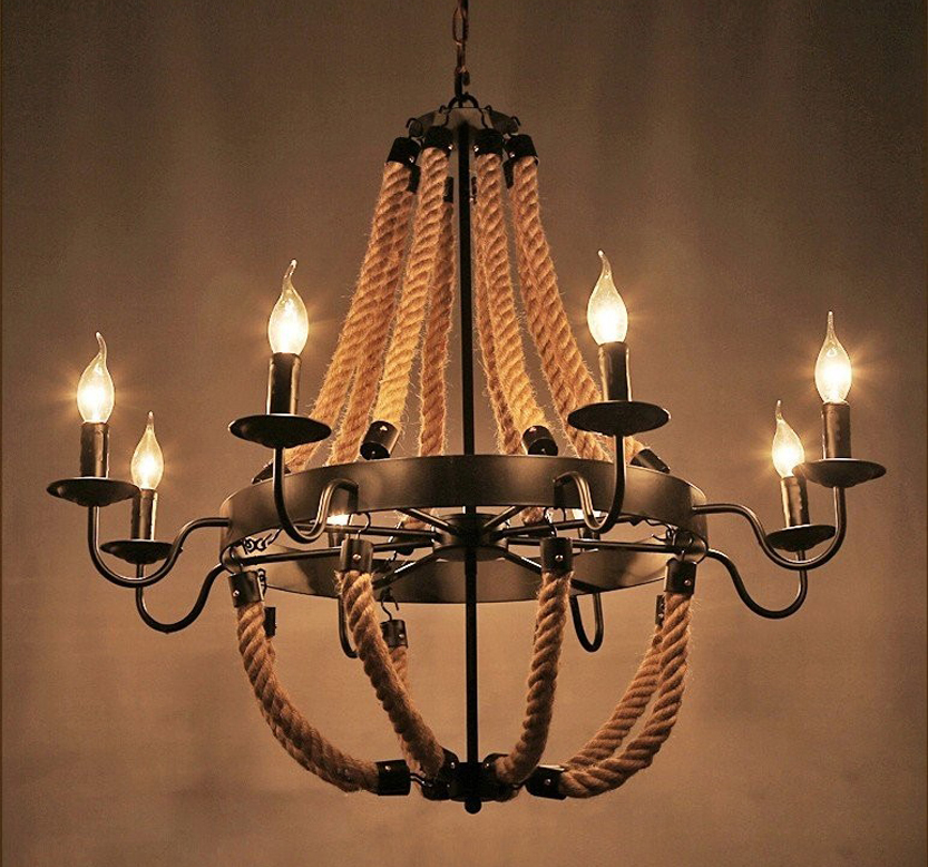 BỘ ĐÈN THẢ NẾN KHUNG SẮT + DÂY THỪNG: 8 BÓNG