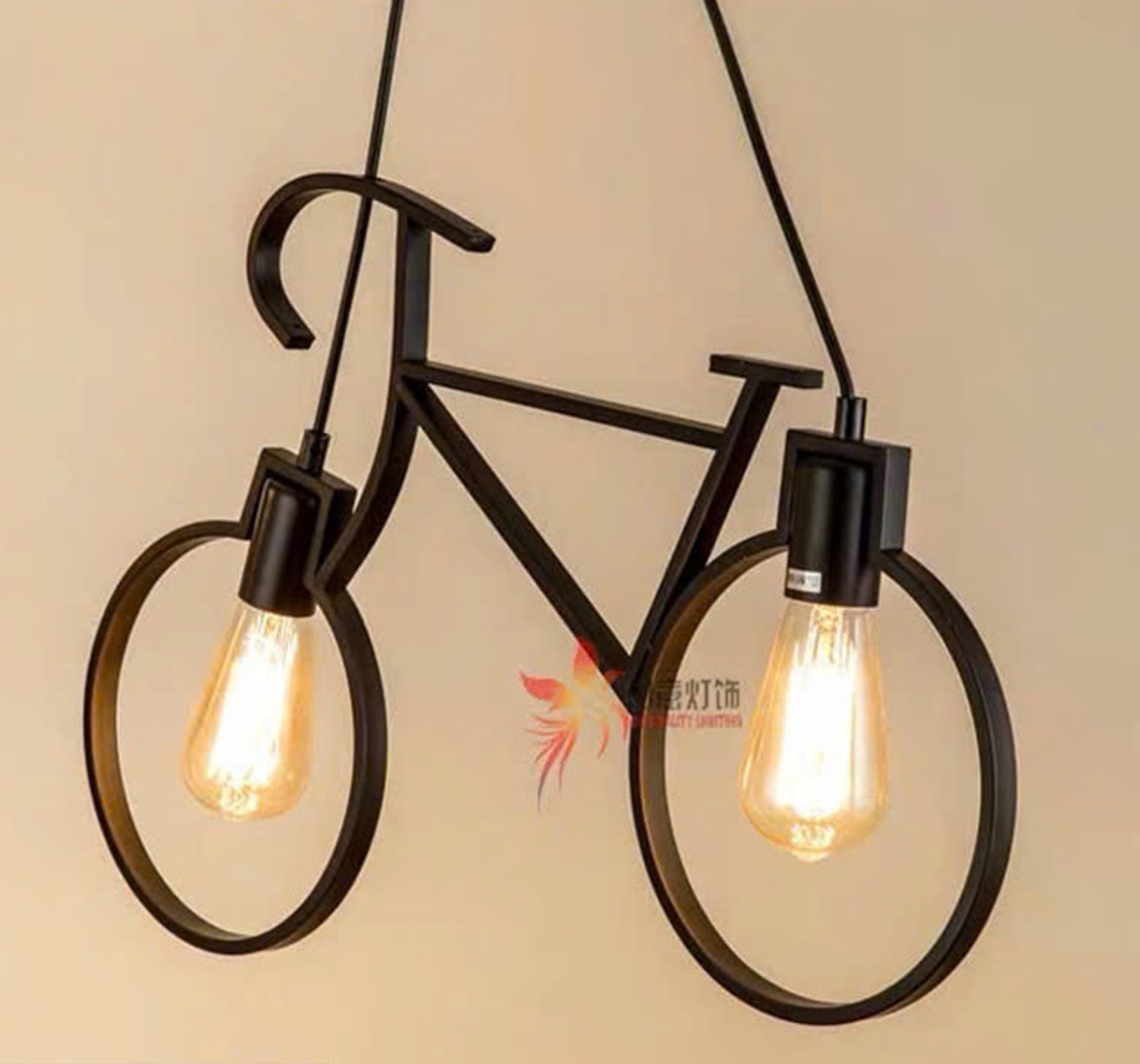 Đèn thả trần hình XE ĐẠP - D680, màu SƠN ĐEN
