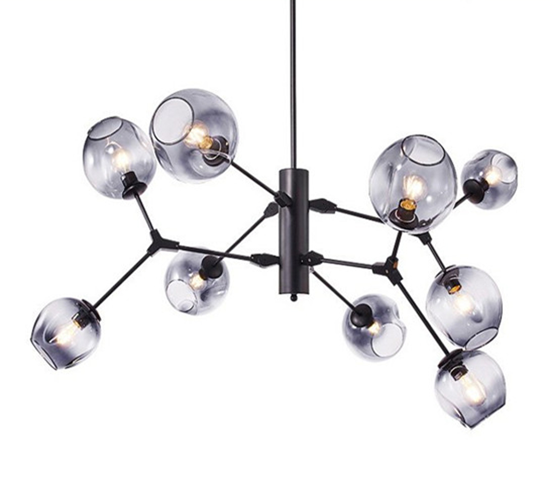 ĐÈN THẢ TRẦN CHÓA THỦY TINH HÌNH HẠT ĐẬU, LOẠI ỐNG DÀI - 2 TẦNG
