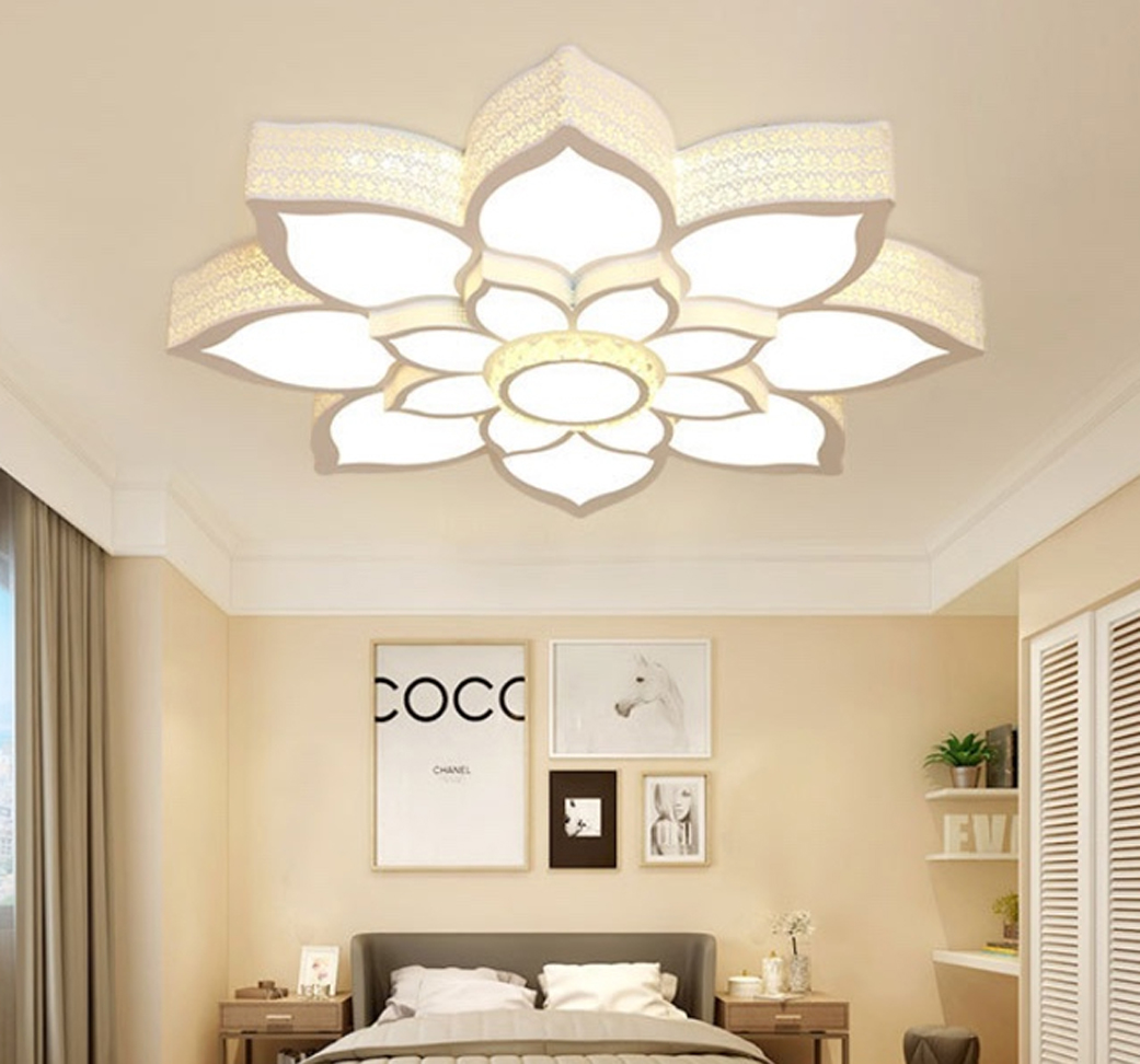 BỘ ĐÈN MÂM ÁP TRẦN D750 HÌNH HOA SEN, 3 CHẾ ĐỘ MÀU, CÓ ĐIỀU KHIỂN